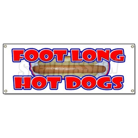 Signmission FOOT LONG HOT DOGS BANNER SIGN dog sausauge ballpark street food B-Foot Long Hot Dogs
